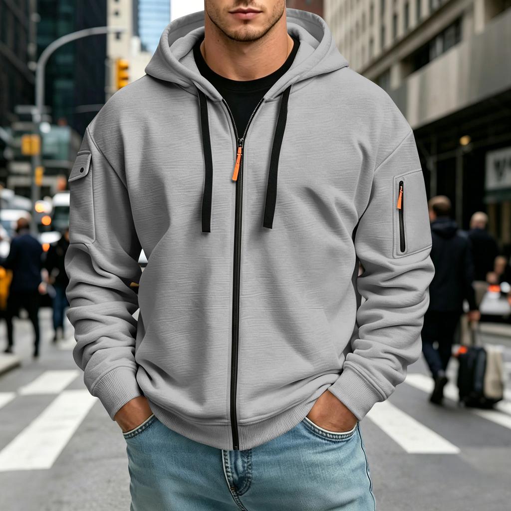 Men's Color Hoodie Long Sleeve Casual Pullover Sweatshirt for Everyday Wear