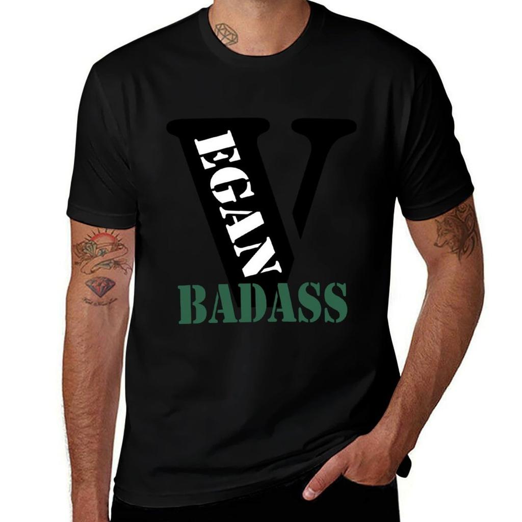 VEGAN BADASS T-Shirt Basic Einfarbige Kurzarm-T-Shirt