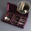 Hunminjeongeum Gold 1-Person Korean Sujeo Cutlery Set - STS304 Stainless Steel Spoon & Chopsticks with Silk Gift Case