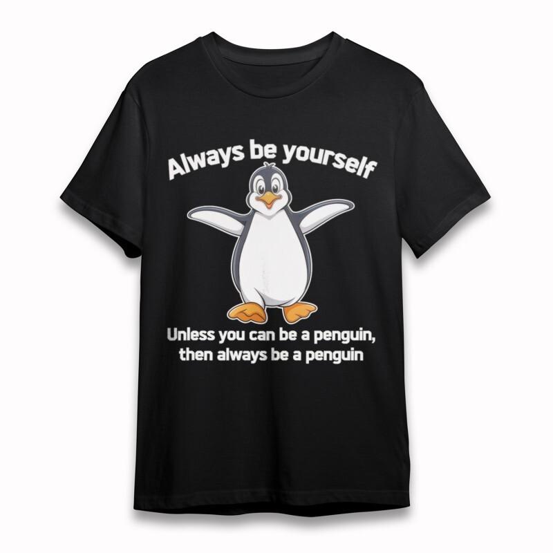 

Women s Classic T-Shirt Always Be Yourself Penguin Graphic Black Plus Size Tee S