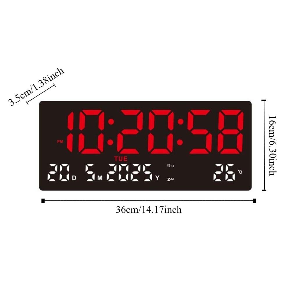 Time/Date/Week/Temp Display Digital Wall Clock 12/24H Electronic Table Clock  Living Room