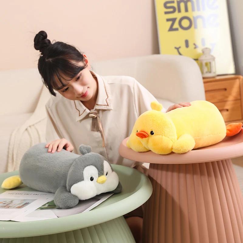 50/70/90cm Neu Hochwertig Cartoon Tier Plüschkissen Hände Warm Baumwolle Weich Pinguin Ente Plüschtier Geburtstagsgeschenk