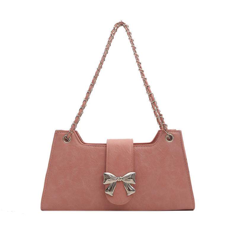 Elegant Butterfly Bow Small Square Bag Pu Leather Chain Shoulder Bag For Women 2024 Trend