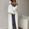 Womens Faux Fur Knit Cardigan Long Fluffy Loose Coat Fall Winter White