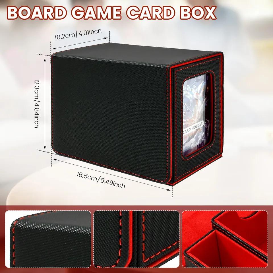 Dice Deck Box Commander Display Window PU Leather Card Holder Organizer For More Than 100 Double-Sleeved Cards