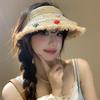 Straw Woven Lafite Hat for Summer Beach and Seaside Vacation Hat for Sun Protection Empty Top Hat Brim Sun Protection Forest Woman