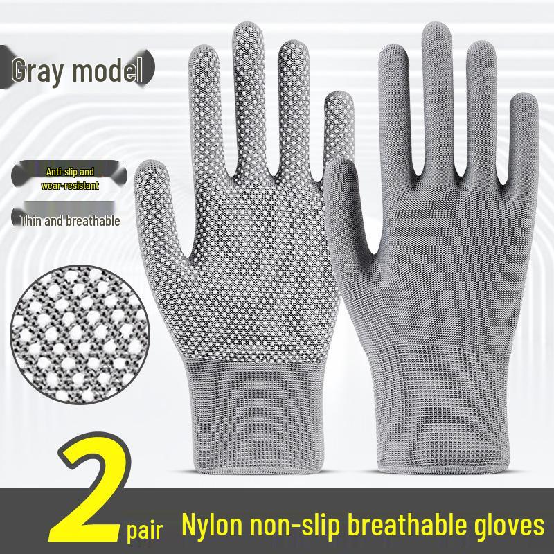 Breathable Non-Slip Nylon Summer Work Gloves - Unisex, Wear-Resistant, Sunscreen