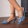 Elegant Rhinestone Pointed Toe Sandals Female Plus Size Ladies High Heels