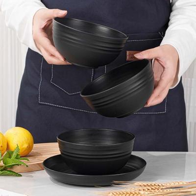 16pcs Unbreakable Party Tableware Set Reusable Dinnerware Kits Wheat Straw Cutlery Set  Camping