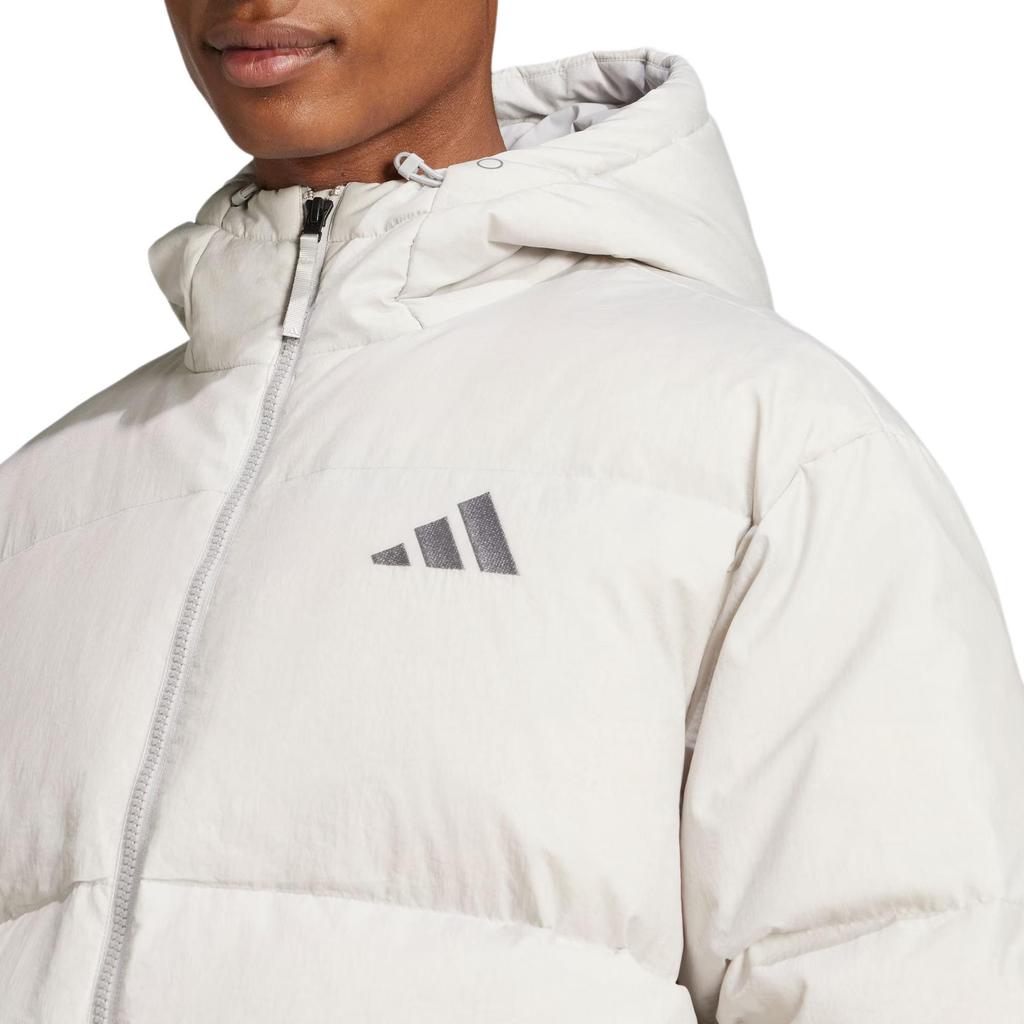 Adidas FW24 Basic Down Series Water-Resistant Sports Casual Hooded Cotton Jacket Men Jacket Light-Gray JG5941