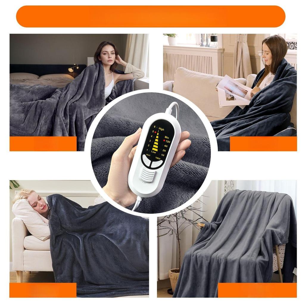180x130cm Electric Blankets Flannel Warm Body Heating Blanket  Intelligent 6-speed Temperature Control Thin Blanket Multi Purpose Sofa Bed Thin Quilt