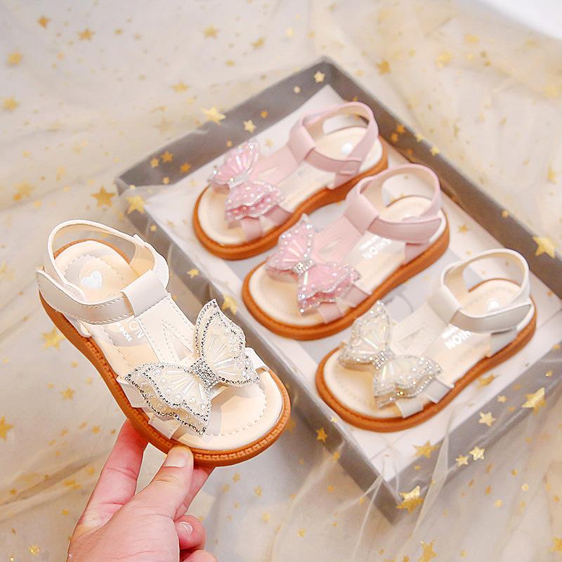 Summer Girls Shoes New Cute Children Butterfly Sandals Soft Soled Open-toe Fashion Versatile Princess Shoes
