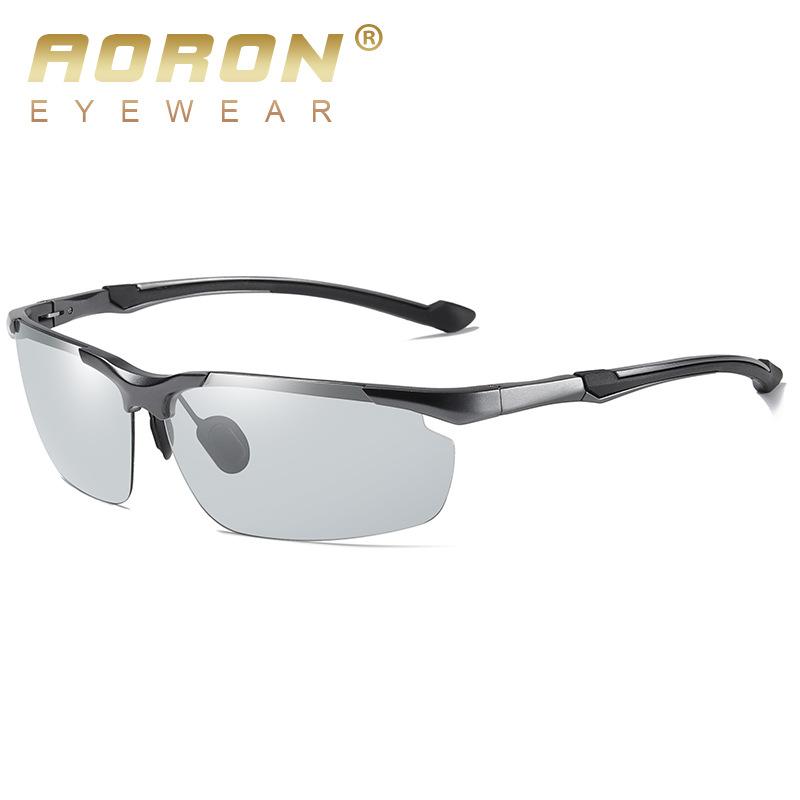 aoron Gafas de sol polarizadas fotocromáticas con marco de aluminio para hombres que conducen gafas antideslumbrantes
