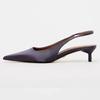 Fashion Elegant Purple Satin Low Heel Women Pumps Sexy Pointed Toe High Heels for Women Hollow Back Strap Mules Fashion Party Dress Shoe