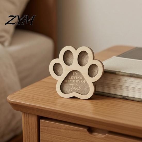Kleine Andenkenbox für Tierhaare, Niedliche Pfotenform, Gedenk-Holz-Erinnerungsstück, Hundehaare Hunde und Katzen, Verlust-Beileidsgeschenk für Besitzer