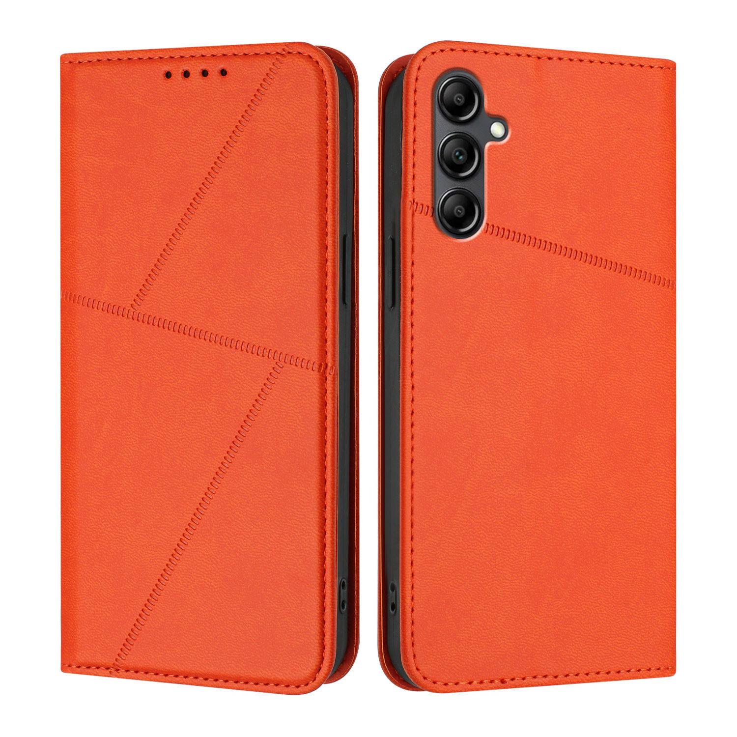 

For Samsung Galaxy A17 Wallet Case Magnetic Closure Leather Flip Phone Cover with Stand Orange