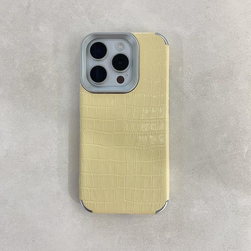 Alligator Leather Pattern Suitable for IPhone16 Mobile Phone Case All-inclusive 15promax Solid Color 14 Retro 13/12/11 Couple All-inclusive Anti-drop