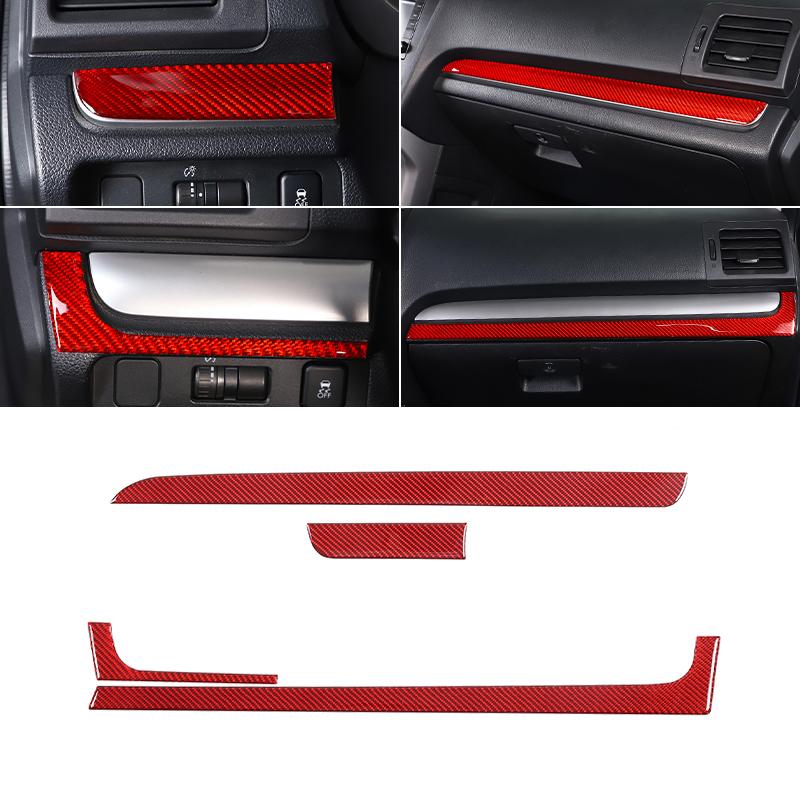 For Subaru Forester 2013-2018 Red Soft Carbon Fiber Interior Kit Dashboard Console Gear Shift Panel Decoration Trim Stickers