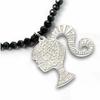 Barbie Sterling Silver Silhouette On a Black Onyx Bead Necklace