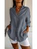 Women's Hot Seller European Lapel Pleated Shirt with Roll-Up Sleeves