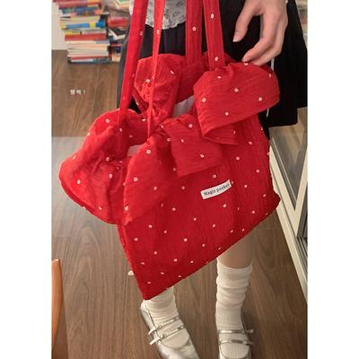 Sweet Girl Wind Ruffle Leaf Cloth Bag Underarm Bag 2025 New Lazy Wind Tote Bag Large Capacity Shoulder Bag