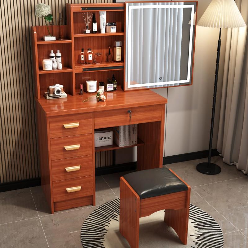 Compact Modern Makeup Dressing Table with Sliding Mirror and Integrated Storage