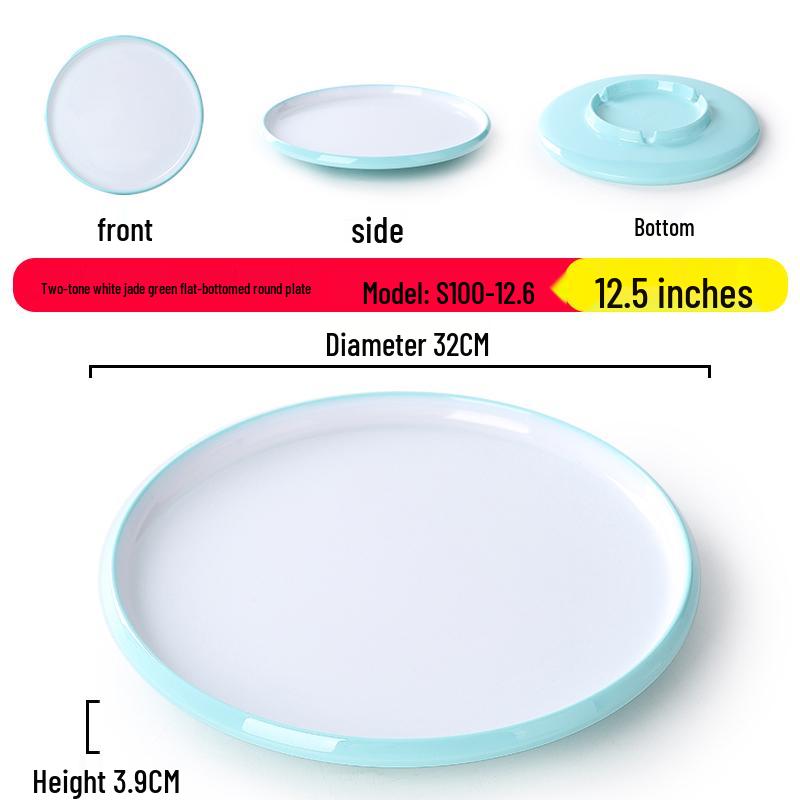 Nordic Round Melamine Shallow Plate for Buffets and Stir-Fry Dishes