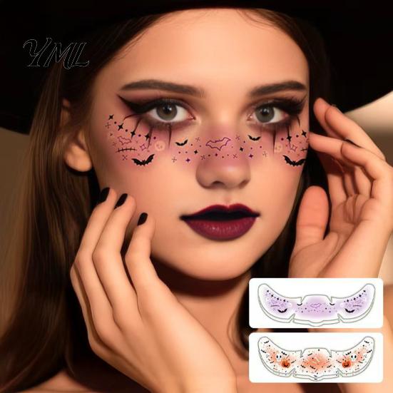 Temporary Tattoos for Adults Kids Halloween Tattoo Stickers, Face Decals Party Makeup, Cosplay Makeup Accessories Waterproof Pumpkin Bat Bloodstain