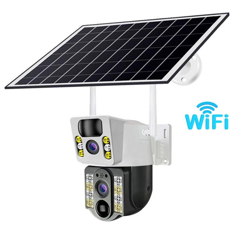 8MP 4K Solar Camera Outdoor Dual Lens WIFI Smart Life Home Automation IP Camera Night Vision Security Camera 360 Monitoring CCTV