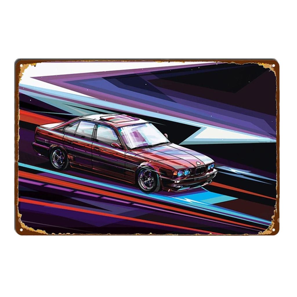 Sports Car Racing Poster Rust Shabby Tin Sign Art Decor Garage Bar Man Cave Signs Decorative Plaques Wall Metal Tin Plate Sig