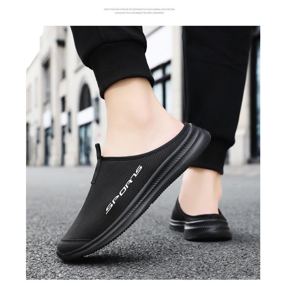 Herren Halbschuhe Große Größe, Sommer Outdoor Atmungsaktive Slip-on Bequemschuhe, Geschlossene Zehenpartie Hinten Offen Lässige Schuhe