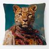 Oriental Style Animals Portraits Tiger Leopard Lion Cushion Cover Sofa Decorative Pillow Case