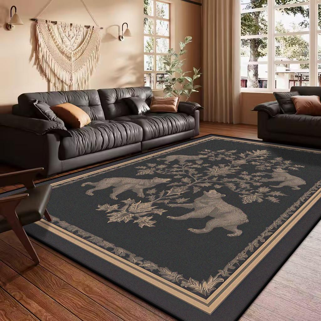 French Retro Style Creative Living Room Carpet Floral Pattern Kitchen Corridor Bedroom Mat Home Decoration Easy Care Sofa Rug