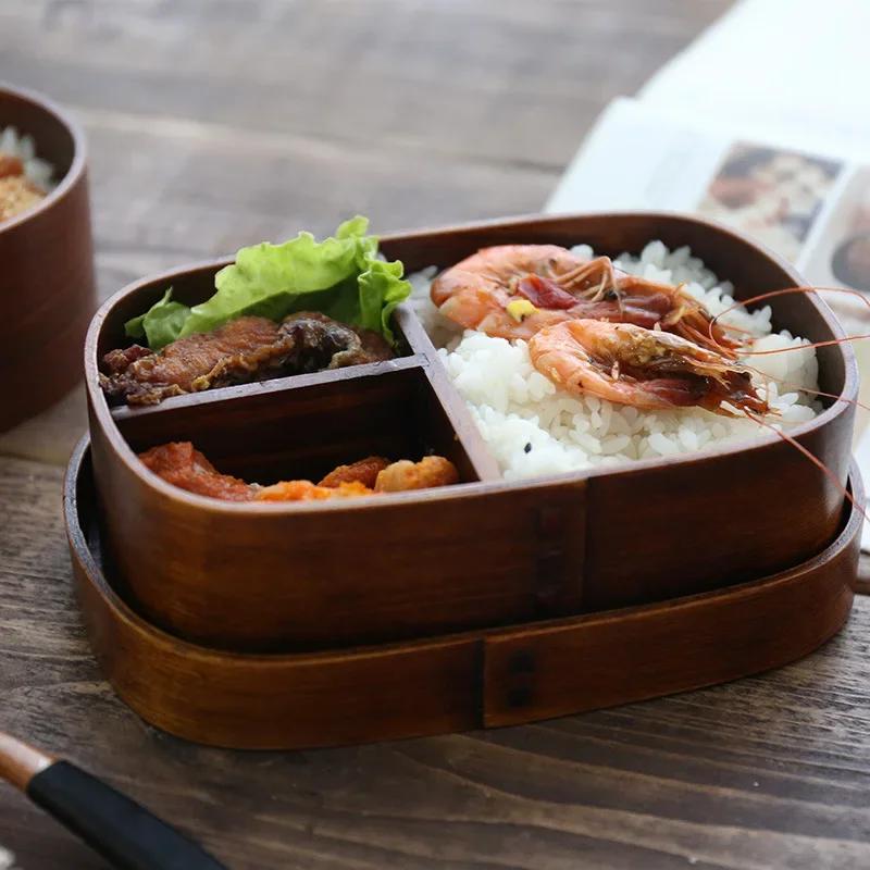 Japanese-style Wooden Bento Box Single Layer Ash Bento Bento Sushi Box Wooden Lunch Boxs Tableware Large Capacity Bentos Boxes