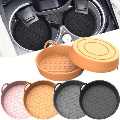 2pcs Car Auto Cup Holder Anti Slip Insert Coasters Soft Silicone Pads Interior Accessories Universal Fits Most Cups 7cm