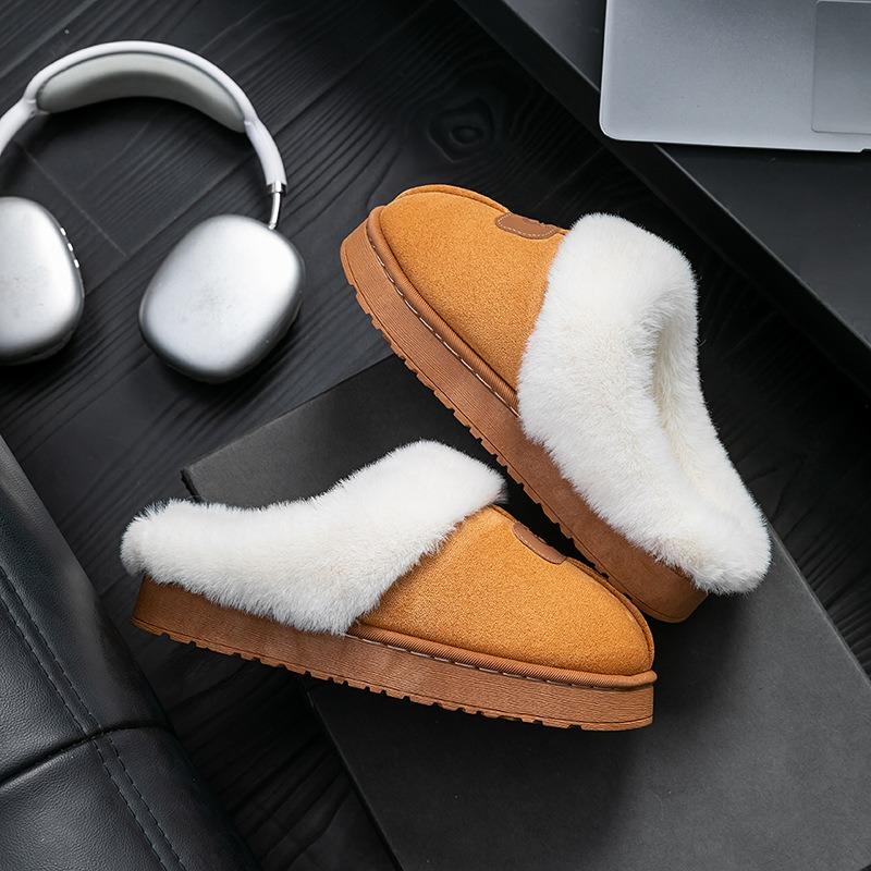 Fleece and thickened wool cotton slippers autumn and winter home indoor warm non-slip, deodorant and sweat-absorbing home slippers women's