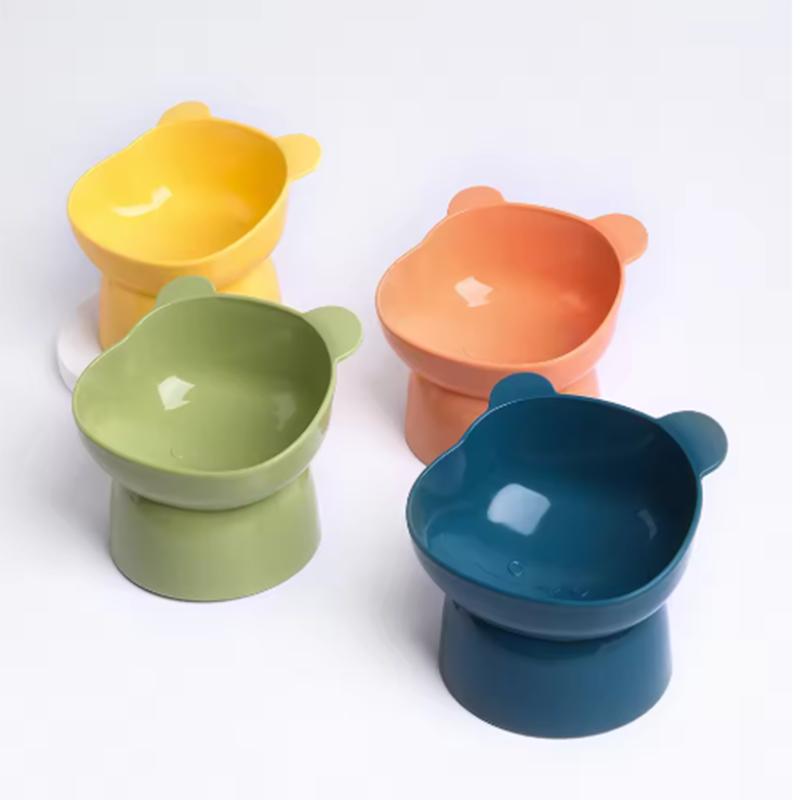 New Elevated Cat Bowls Stress Free Feeder and Waterer with Base Anti-Vomiting Tilted Raised Nonslip Pet Bowls