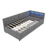 Upholstered Bed Extendable Sofa Bed 90x200cm with Slatted Frame, Multifunctional Bed Made of Skin-Friendly Velvet Fabric