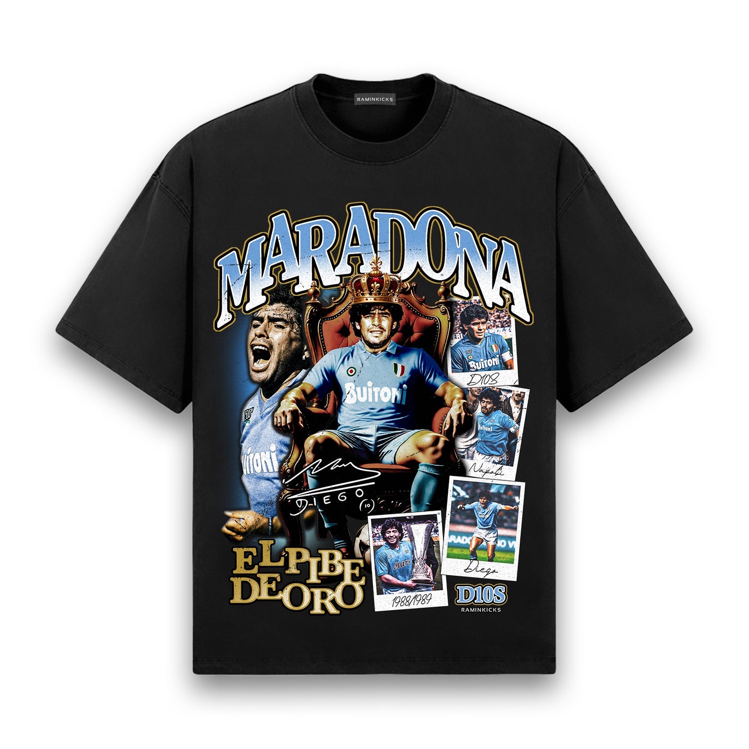 Diego Maradona World Cup Football Print Men s Short-sleeved T-shirt, Men s and Women s Matching Round Neck, Stylish and Simple Football Fans 4XL