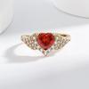 Leichter Luxus Romantisches Herz Granatapfelrot Zirkon Champagnergold Ring Modischer Und Vielseitiger Schmuck Geschenk