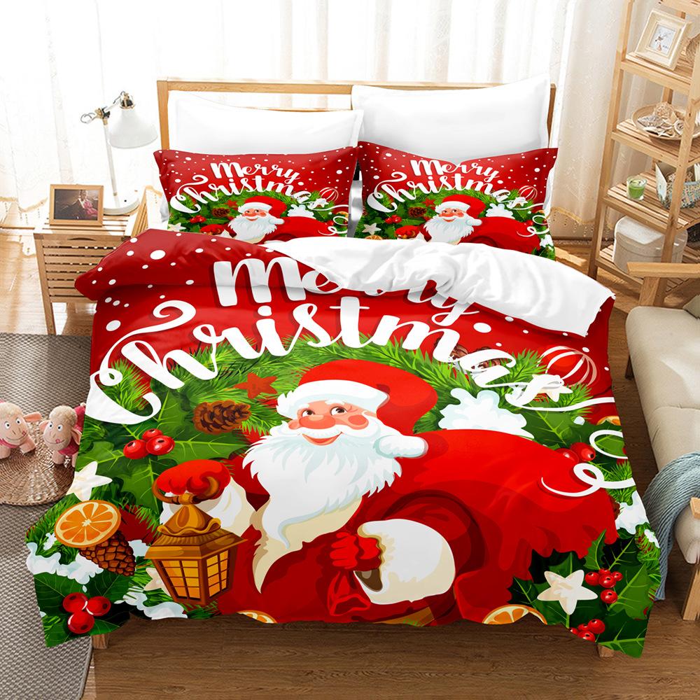

3D Digital Printing Three-Piece Set, Christmas Santa Series Bedding Kit quilt cover 90 * 190 pillowcase 50 * 75 * 1