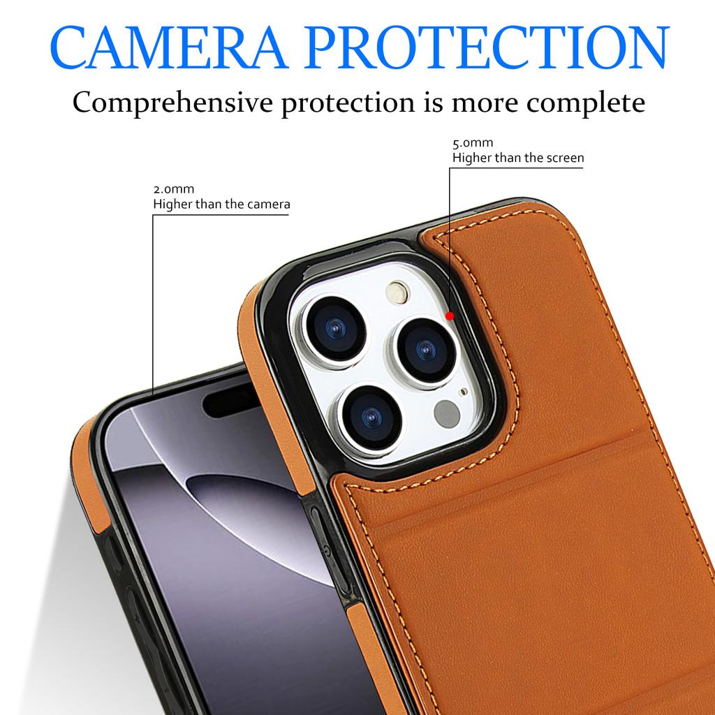 Vertical Kickstand Cards Solt Wallet Leather Case For iPhone 16 Pro Max 15 Plus 14 13 12 11 Xs MAX Se Triple Fold Stand Cover
