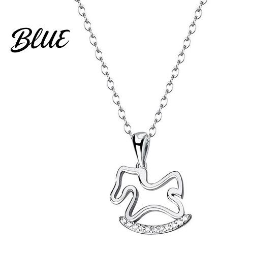 Lightweight Necklace Rocking Horse Pendant Women Charm Cute Exquisite Rhinestone