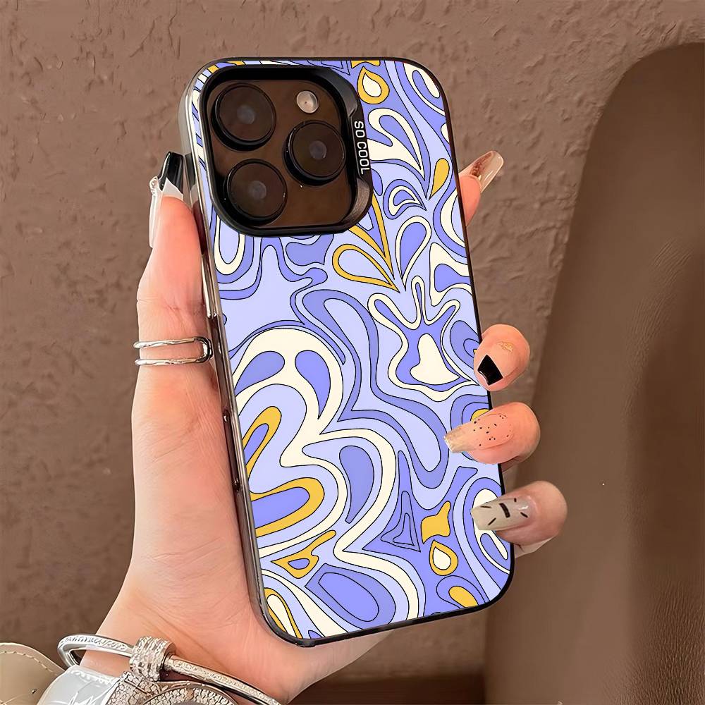 Interesting patterns phone case for iPhone 17 17Air 16 15 14 13 12 11 Pro Max Plus Colorful Silver