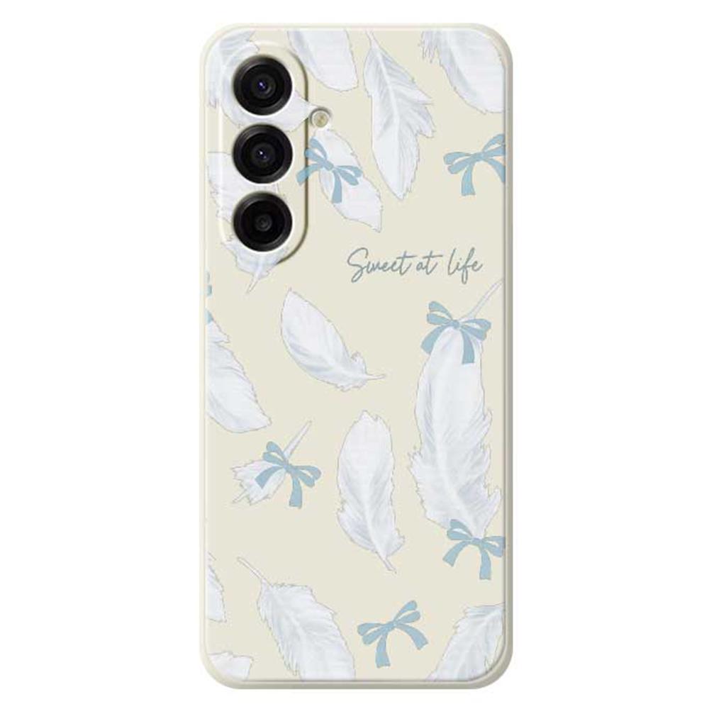 For Samsung Galaxy A17 5G Case White Feathers Pattern Printing Straight Edge TPU Phone Back Cover