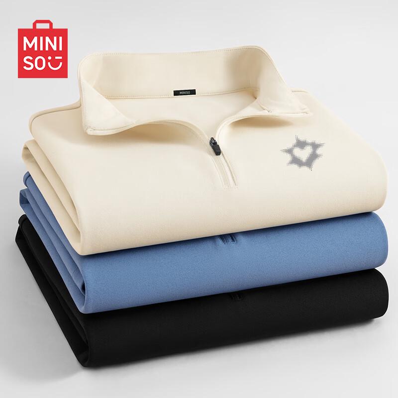 MINISO Men s Half-Zip Stand Collar Long-Sleeve Performance T-Shirt L