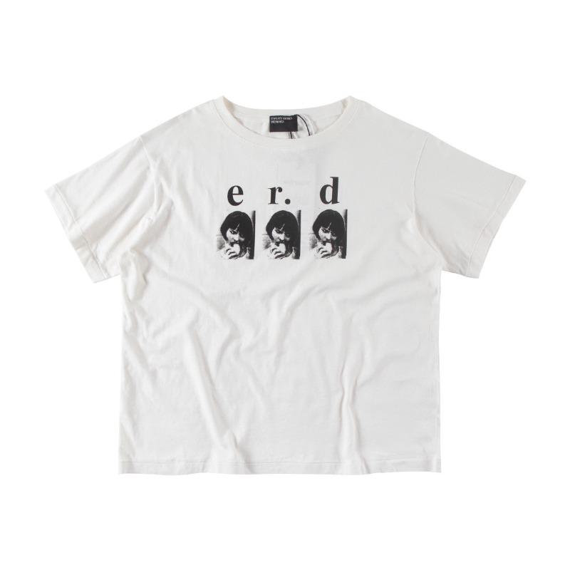 Letter printing retro portrait American tide brand loose men's and women's casual short-sleeved T-shirt tide