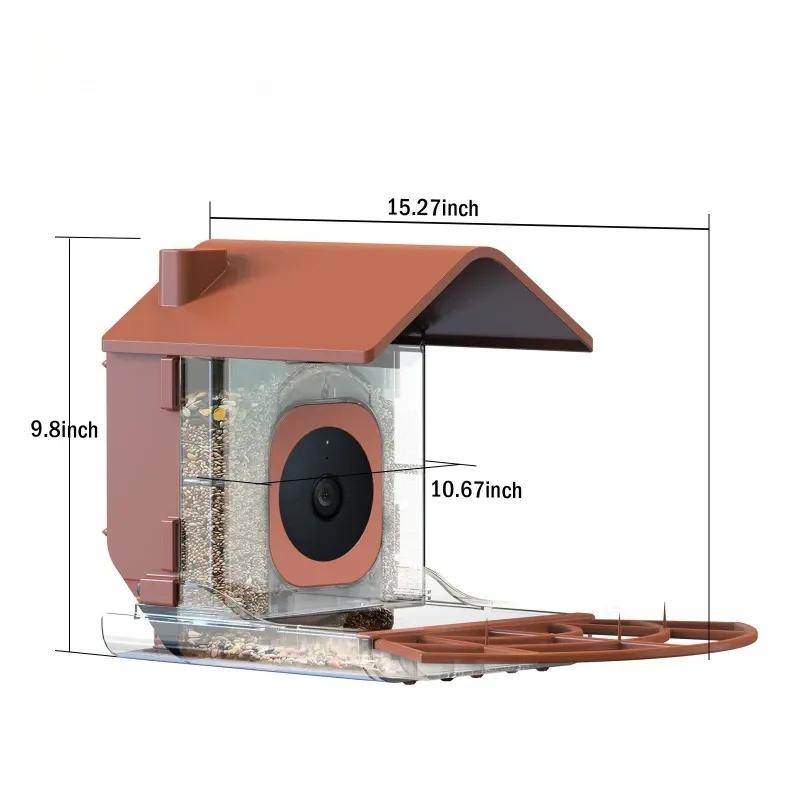 Outdoor Bird Feeder with Camera Automatic Parrot Feeder Drinker Food Container Cage Accessories for Small and Medium Parakeets