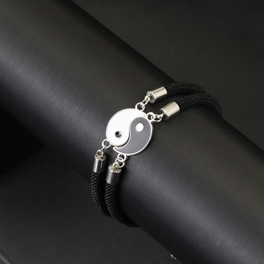 Woven Bracelet Set Men Women Yin-Yang Adjustable Braclet Chinese Style Tai Chi Eight Trigrams Braslet Gift for Lover Bestie