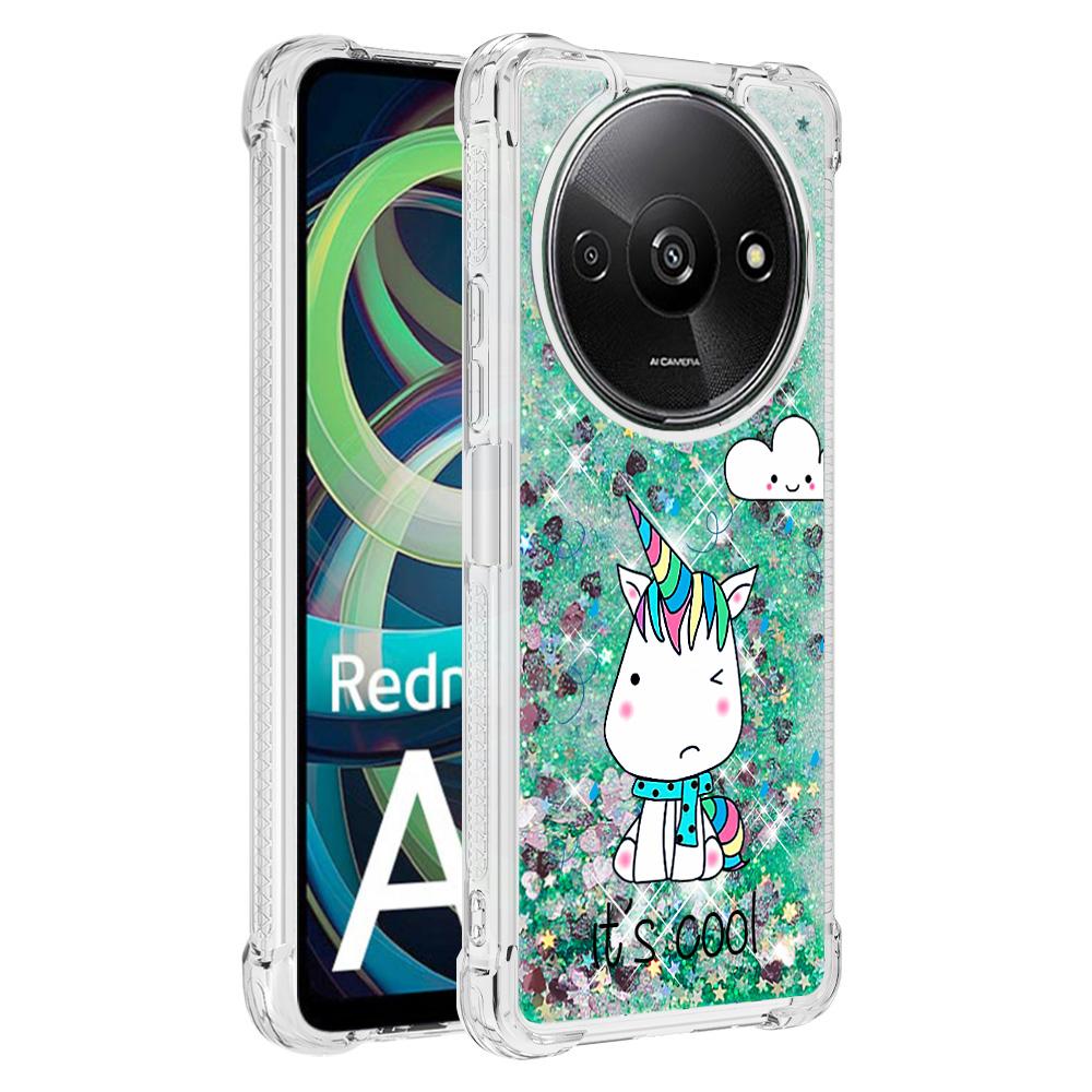 

For Xiaomi Redmi A3 4G/Poco C61 4G TPU Case with Quicksand and Pattern Printed Sitting Horse